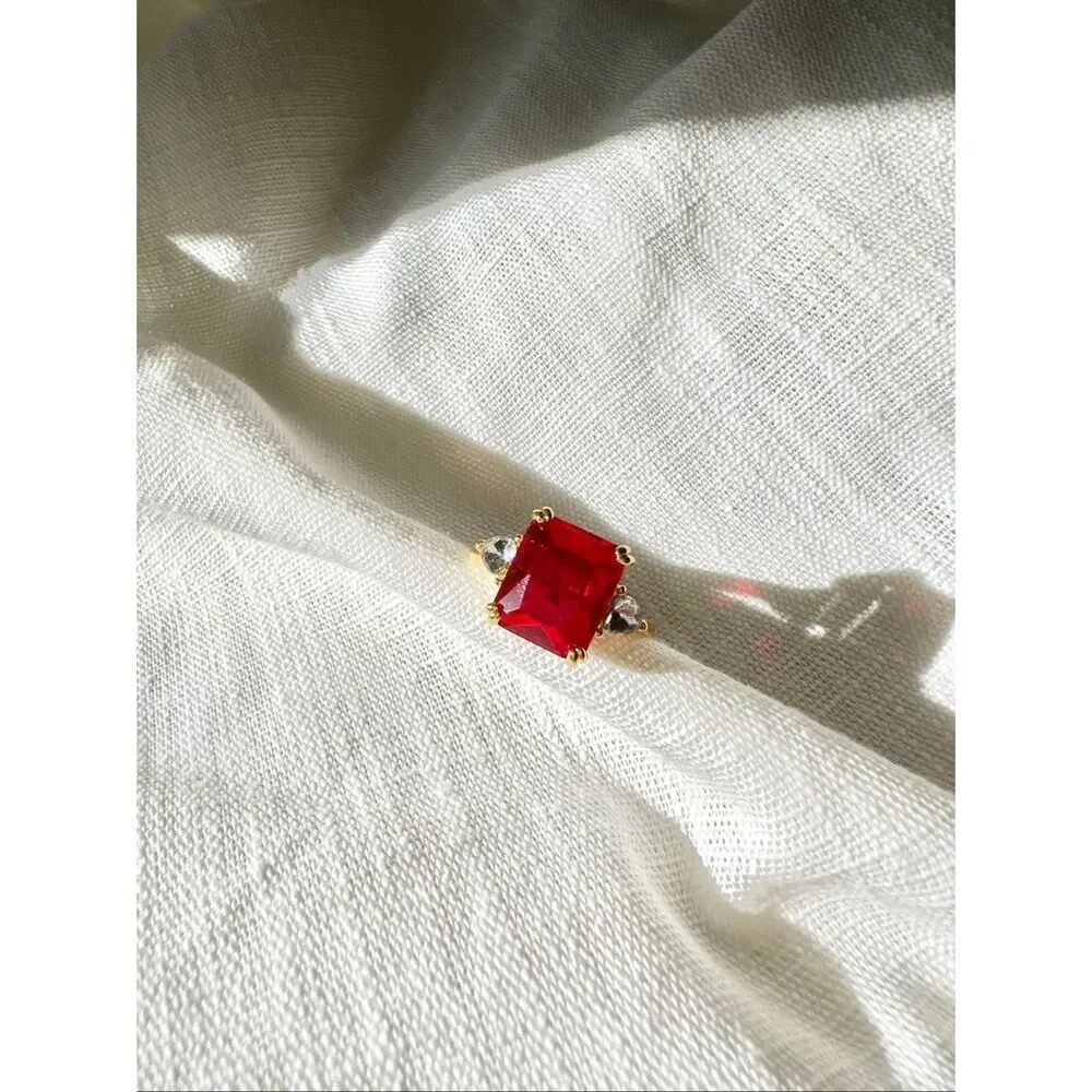Cherry red cocktail ring